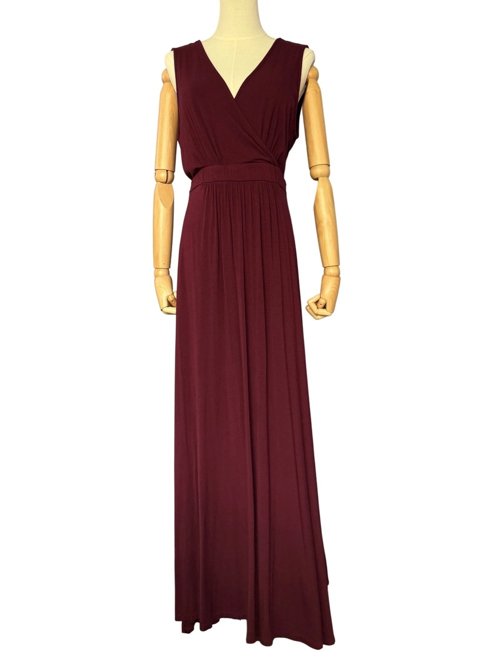 Lulus XL Burgundy Maxi Dress Faux Wrap Sleeveless Tie Back Wedding Guest Formal